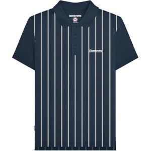 Lambretta Heren Pinstripe Poloshirt (Marine, Wit)