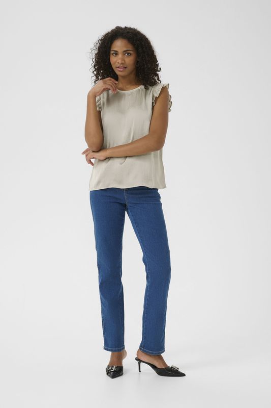 Blouse met korte mouwen Regular fit Feather Gray beige