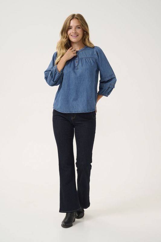 Blouse met lange mouwen Regular fit Dark Blue Wash dark blue