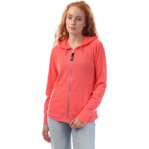 Dames DKNY Front Zip Through Slub Waffle Knit Hoodie in Roze