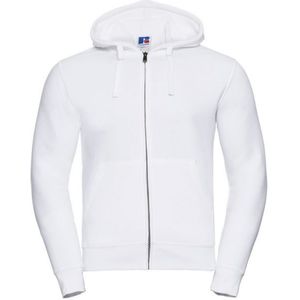 Russell Heren Authentieke Sweatshirt Met Volledige Ritssluiting / Hoodie (Wit) - Maat M