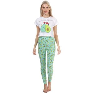Brave Soul avocado kerstpyjama voor dames in wit-groen