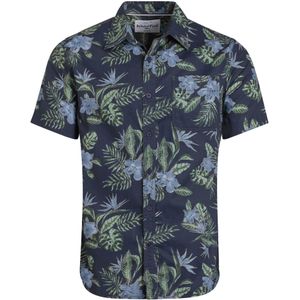 Weird Fish Heren Faraway Leafy Floral Organic Katoenen Overhemd (Marine)