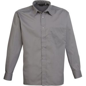 Premier Heren Premier Poplin Formeel Overhemd Met Lange Mouwen (Donkergrijs)