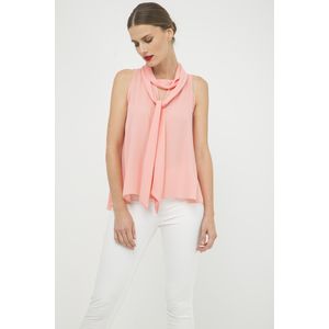 Mouwloze Top - Perzik - Met Stropdas Hals