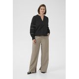 Kaffe - Zwarte Diepe Blouse - Dames - Met Pofmouwen