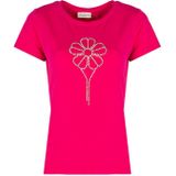 Rebel Queen - T-Shirt - Roze - Getailleerde Snit - Versierd met Zirkonia's
