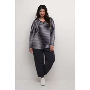 T-shirt - Black Oyster/Ant. White Stripe - Lange Mouwen - Loose Fit - 100% Katoen (Organisch)