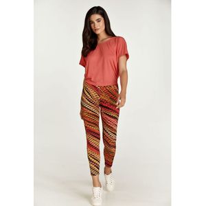 Rode Legging Met Meerkleurige Print - Maat 36