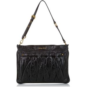 Vintage Miu Miu Matelasse Leather Shoulder Bag Black