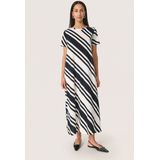 Soaked in Luxury - Diagonale Wit en Zwart Jurk - Veelkleurig - Katoen