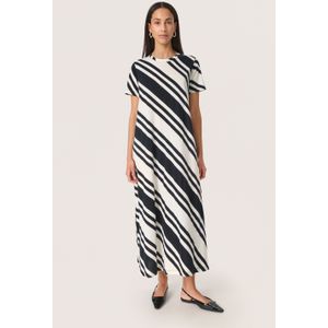 Soaked in Luxury - Diagonale Wit en Zwart Jurk - Veelkleurig - Katoen