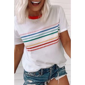 Regenboog Streep Korte Mouwen T-shirt