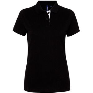 Asquith & Fox Dames/Dames Korte Mouwen Contrast Poloshirt (Zwart/Wit) - Maat L