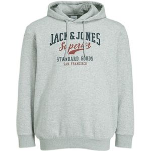 JACK & JONES PLUS SIZE Hoodie JJELOGO Plus Size Met Logo Light Grey Melange - Maat 3XL
