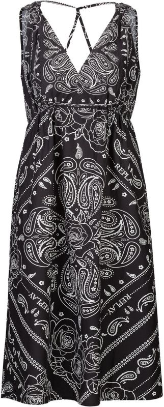 Replay Casual Jurk All Over Bedrukt Katoen Popeline