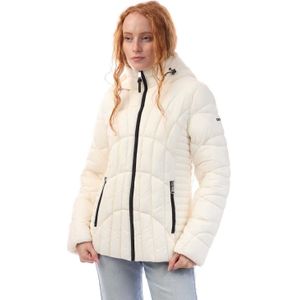 DKNY Gewatteerde jas met rits voor dames/dames (Gebroken wit)