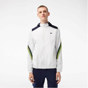 Heren Lacoste Tennis Recycled Polyester Hooded Jacket in White Navy