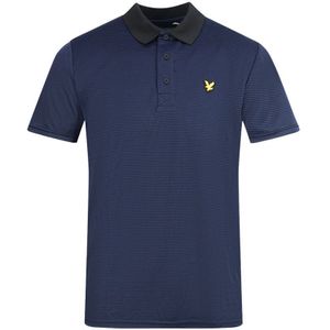 Lyle & Scott Navy Blue Golf Microstripe Polo Shirt - Maat 2XL