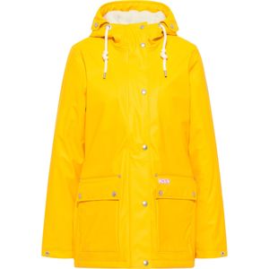 Mymo - Regenjas - Zonnig Geel - Met Imitatiebont Voering