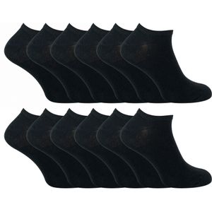 Sock Snob - 12 paar katoenen kindersokken voor kinderen - Zwart