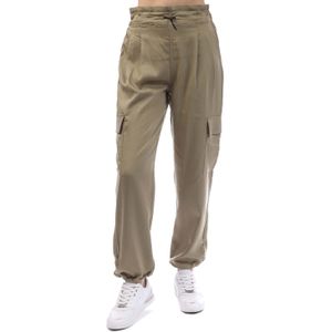 Dames DKNY Zachte Cargo Broek met Bungee Taille in Beige