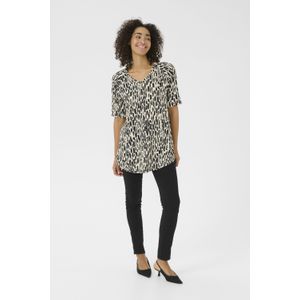 Gebreide tuniek A-shape black offwhite