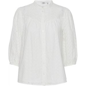 B.Young geweven blouse BYISARA met plooien met broderie wit