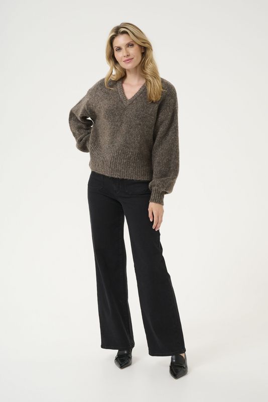 Kaffe Trui 'Trina'  bruin gemêleerd