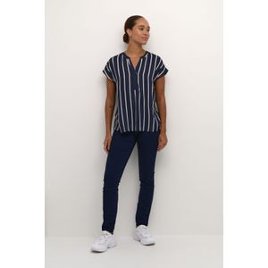Blouse met korte mouwen Regular fit Midnight Marine/Chalk Stripe blue white