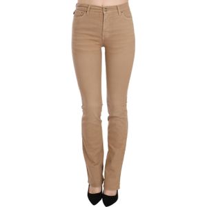Just Cavalli Bruine Katoenen Stretch Midden Taille Skinny Broek