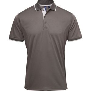 Premier Herencontrast Coolchecker Polo Shirt (Donkergrijs/zilver)