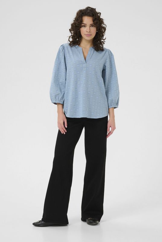 Blouse - Lichtblauw - KAenya - Dames - Lange Mouwen