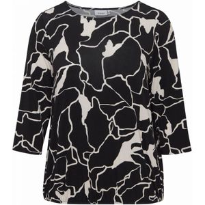 Fransa Plus Size Selection Blousetop FPDOT  Met All Over Print Zwart/wit - Maat 3XL