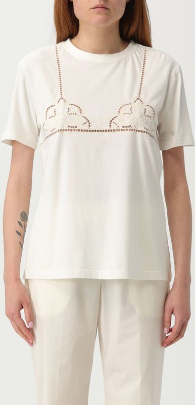 Geborduurd Detail Katoenen T-shirt