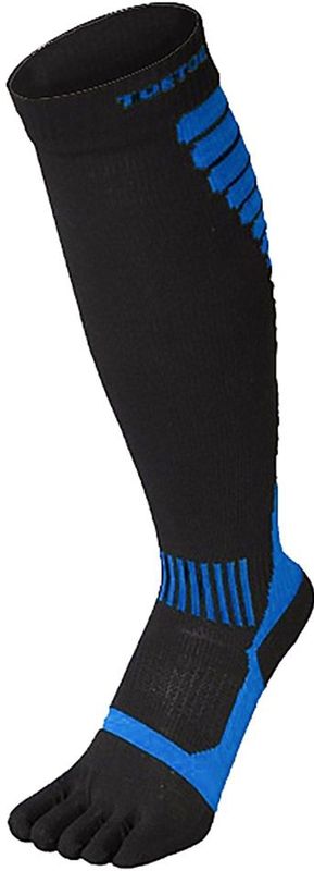 TOETOE - Heren & Dames Vochtregulerende Sport Compressie Kniesokken met Teen - Zwart & Blauw