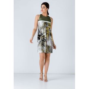 Tropical Mirage - A-lijn Jurk - Kaki - Mouwloos - Ronde Halslijn