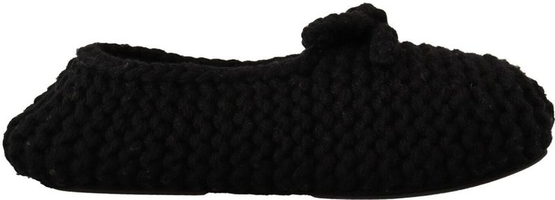 Dolce & Gabbana Dames Zwarte Slip-On Ballerina Flats Wol Gebreide Schoenen