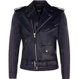 Brando - Leren Jack - Zwart - Koeienhuid - Nauwsluitend Ontwerp