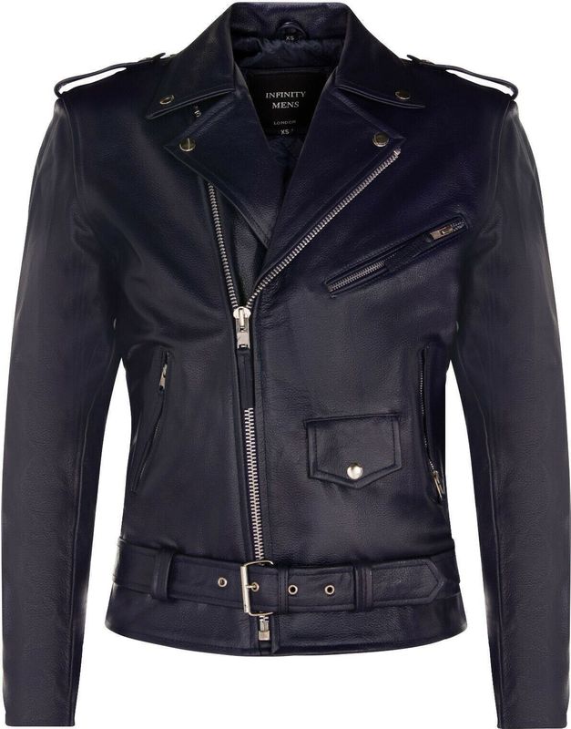 Brando - Leren Jack - Zwart - Koeienhuid - Nauwsluitend Ontwerp