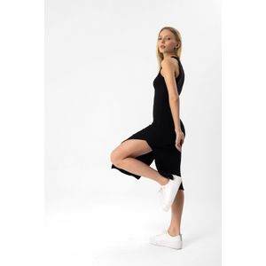 Robe côtelée fendue à rayures