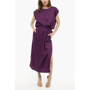 Maxi-jurk van effen twill in violet