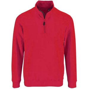 SOLS Heren Stan Contrast Zip Neck Sweatshirt (Rood) - Maat S
