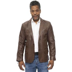 Heren - Leren Blazerjack - Zwart - Londen - Slim Fit