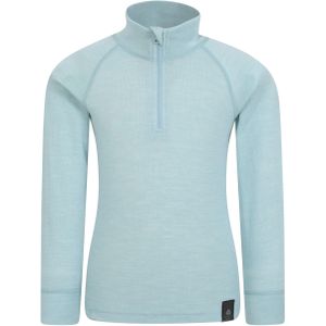Mountain Warehouse Kinder/Kids Merino Blend Half Rits Base Layer Top (Lichtblauw)
