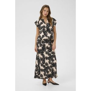 Blouse met korte mouwen Relaxed fit Black Palm Leaves black offwhite