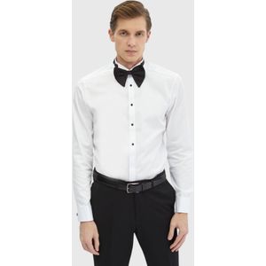 Chemise de smoking droite coupe slim à double manchette et col cassé