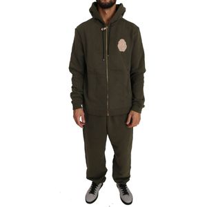 Billionaire Italian Couture Hooded Full Zip Green Cotton Heren Trui