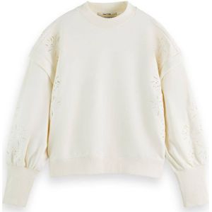 Scotch & Soda Sweater Puff Sleeve Embroidery  Sweatshirt Ecru - Maat S