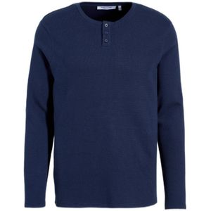 Anytime Longsleeve Met Wafeltextuur Donkerblauw - Maat M